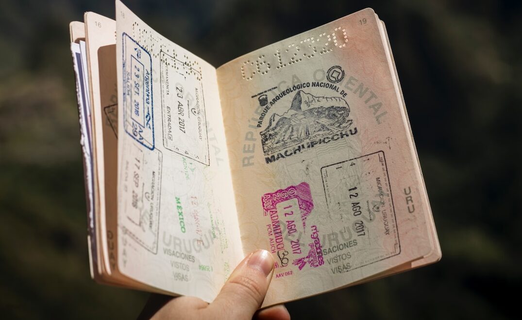 person holding passport